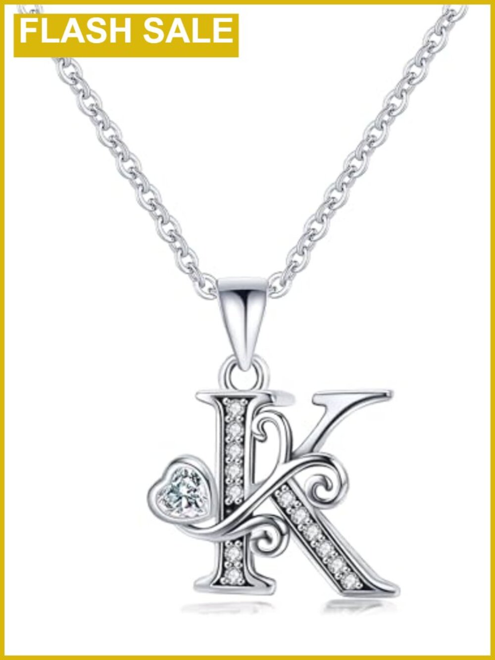 S925 Sterling Silver Initial K Necklace Dainty Pendant Women Personalized